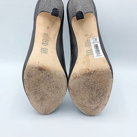 SAKS FIFTH AVE SELENA SMOKE STINGRAY LEATHER HEELS - Picture 7 of 8